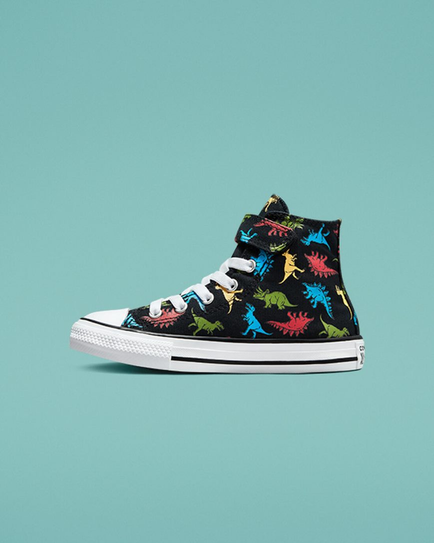 Tenisi Inalti Fete Converse Chuck Taylor All Star Easy-On Dinosaurs Negrii Rosii Albastri | RO 0PUHC932